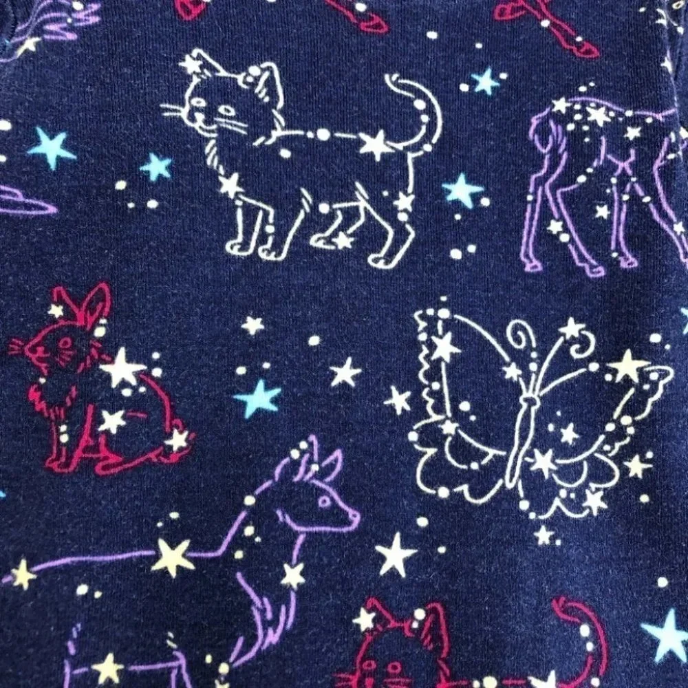 Hatley pajamas 2 piece long johns navy blue constellation night sky size 2 years